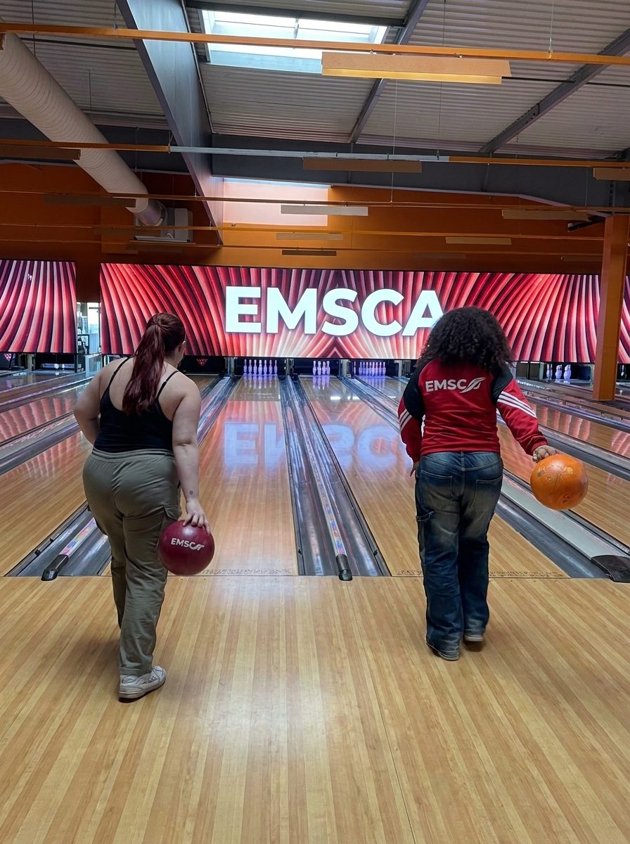 Étudiantes de l'EMSCA sur les pistes de bowling aux couleurs de l'école