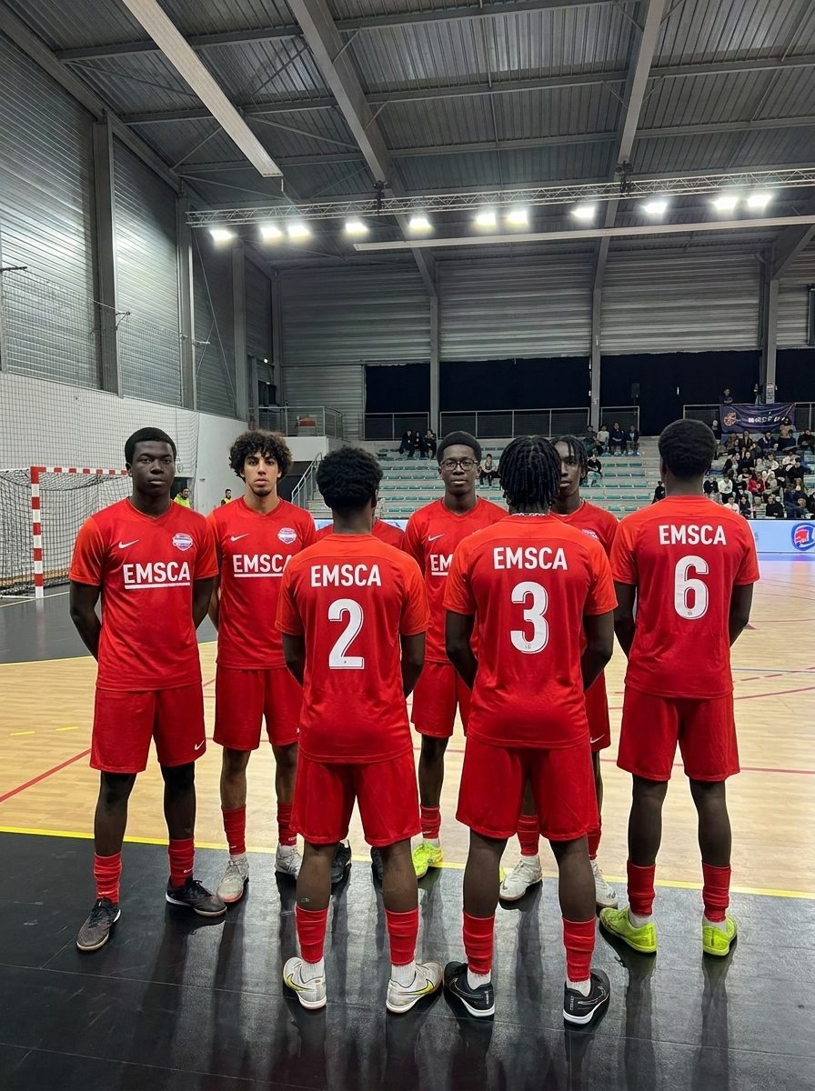 L'équipe de futsal de l'EMSCA avant un match